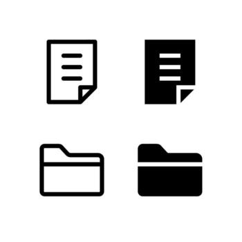 File and Folder Line and Solid Icons for Control and Tools vector