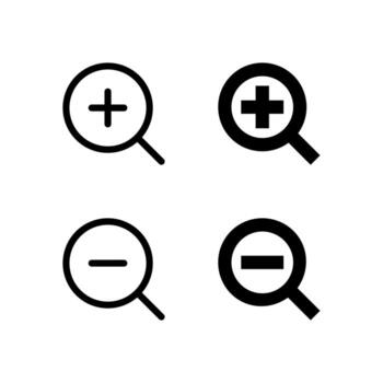 Zoom In and Zoom Out Icons Solid and Line for Dashboard and Interface Projects vector