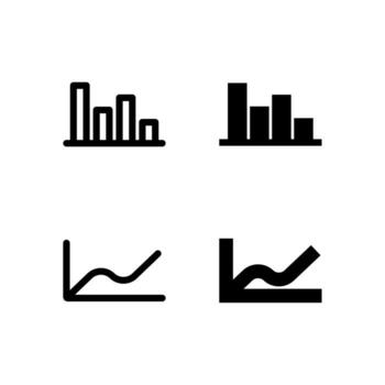 Smart Chart Bar and Chart Line Icon Set in Solid and Outline Styles for UI vector