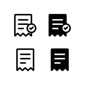 Invoice and Receipt Line and Solid Icon Set for UI and App Design vector