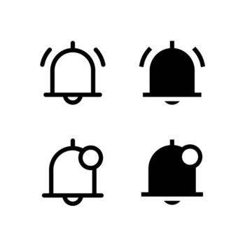 Modern Bell and Bell Off Line and Solid Icon Set for UI and App Design vector