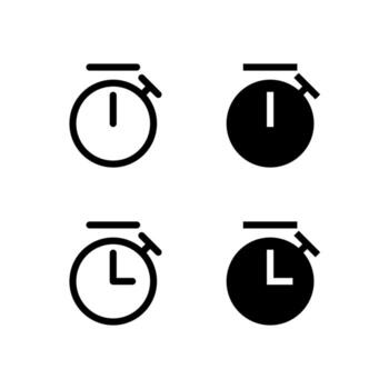 Timer and Stopwatch Icons Solid and Line for Dashboard and Interface Projects vector