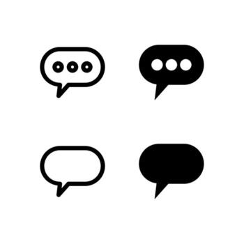 Smart Chat and Comment Icon Set in Solid and Outline Styles for UI vector