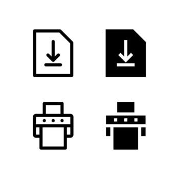 ui salvar y impresión icono colección línea y sólido para aplicación diseño vector