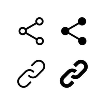 moderno compartir y enlace íconos sólido y línea para tablero y interfaz vector