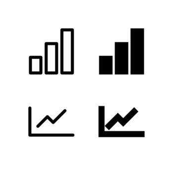 ui gráfico bar y gráfico línea icono colección línea y sólido para aplicación diseño vector
