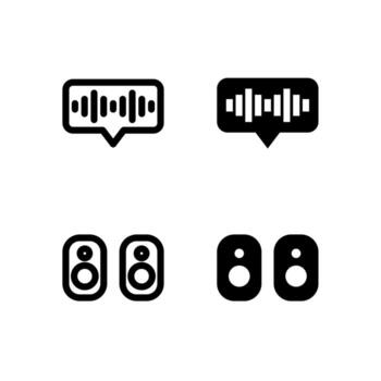 Smart Voice and Speaker Icon Set in Solid and Outline Styles for UI vector