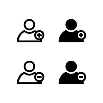User Add and User Remove Icons Solid and Line for Dashboard and Interface Projects vector