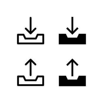 bandeja de entrada y bandeja de salida línea y sólido íconos para controlar y herramientas vector