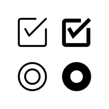 Checkbox and Radio Button Line and Solid Icons for Control and Tools vector