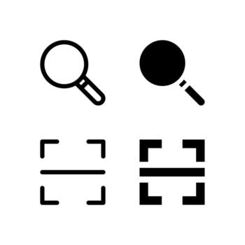 UI Search and Scan Line and Solid Icons for Tools and System vector