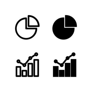 Smart Chart Pie and Graph Icon Set in Solid and Outline Styles for UI vector