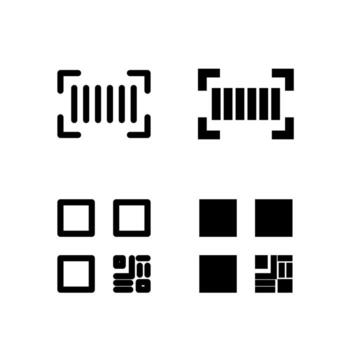 Barcode and QR Code Icon Collection for App and Web UI Design vector