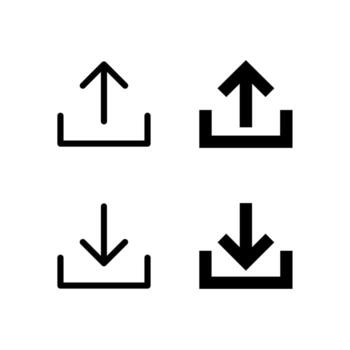 Upload and Download Icons Solid and Line for Dashboard and Interface Projects vector
