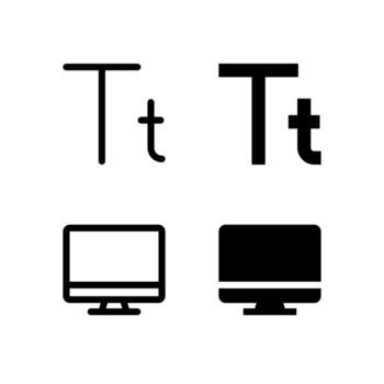 moderno fuente Talla y pantalla íconos sólido y línea para tablero y interfaz vector