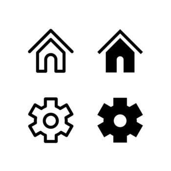 Home and Settings Icons Solid and Line for Dashboard and Interface Projects vector