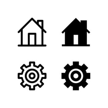 UI Home and Settings Icon Collection Line and Solid for App Design vector