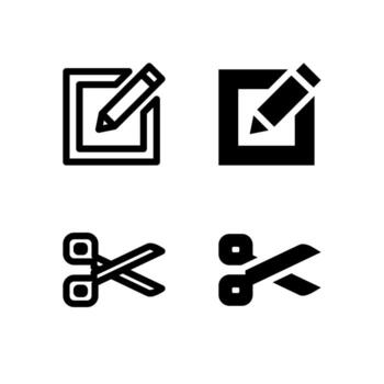 Edit and Cut Line and Solid Icons for Control and Tools vector