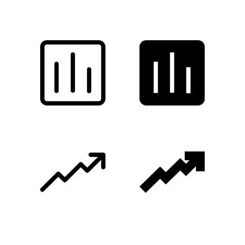 Chart Bar and Chart Line Line and Solid Icons for Control and Tools vector