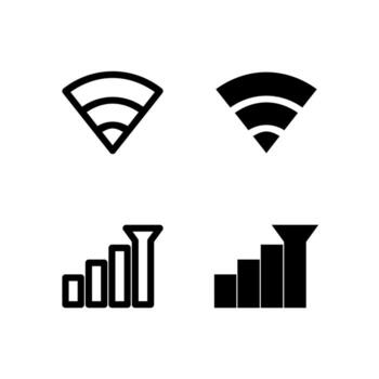 Wifi and Signal Line and Solid Icon Set for UI and App Design vector