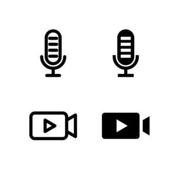 Media Player and Microphone Icon Collection for App and Web UI Design vector