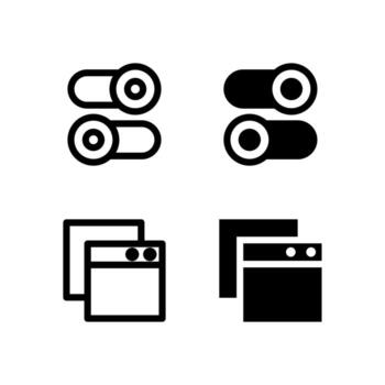 Smart Switch and Tab Icon Set in Solid and Outline Styles for UI vector