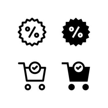 UI Discount and Checkout Line and Solid Icons for Tools and System vector