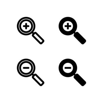 UI Zoom In and Zoom Out Icon Collection Line and Solid for App Design vector