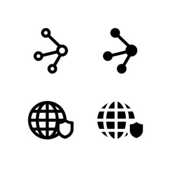 moderno red y vpn íconos sólido y línea para tablero y interfaz vector