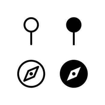 Creative Pin and Compass Icon Set for Modern Interface and UX Design vector