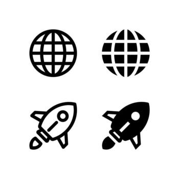 globo y cohete icono colección para aplicación y web ui diseño vector