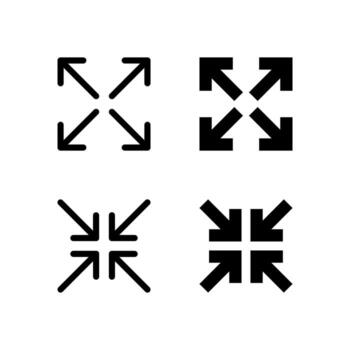 Fullscreen and Exit Fullscreen Icon Collection for App and Web UI Design vector