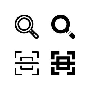 Modern Search and Scan Icons Solid and Line for Dashboard and Interface vector
