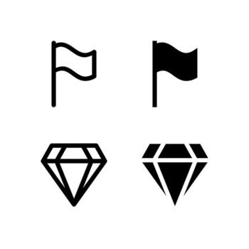 Flag and Diamond Icon Collection for App and Web UI Design vector