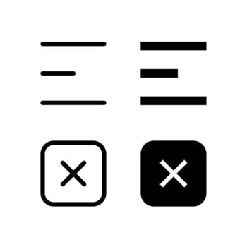moderno menú y cerca línea y sólido icono conjunto para ui y aplicación diseño vector