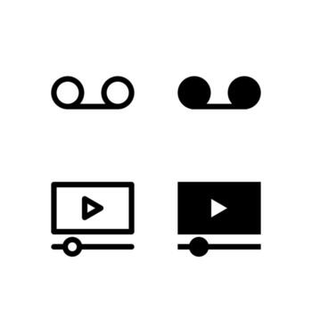 Cassette and Media Player Line and Solid Icon Set for UI and App Design vector
