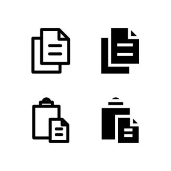 Smart Copy and Paste Icon Set in Solid and Outline Styles for UI vector