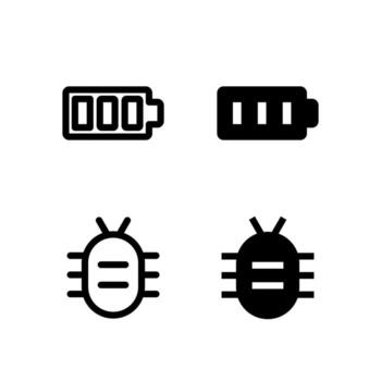 Modern Battery and Bug Report Icons Solid and Line for Dashboard and Interface vector