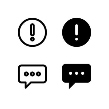 Warning and Message Icons Solid and Line for Dashboard and Interface Projects vector