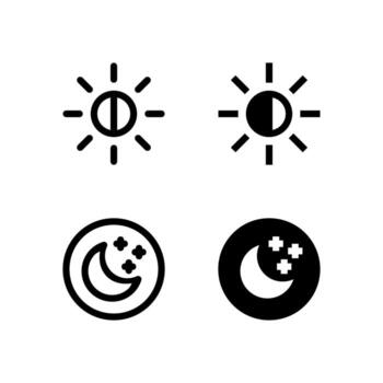 Light Mode and Dark Mode Line and Solid Icon Set for UI and App Design vector
