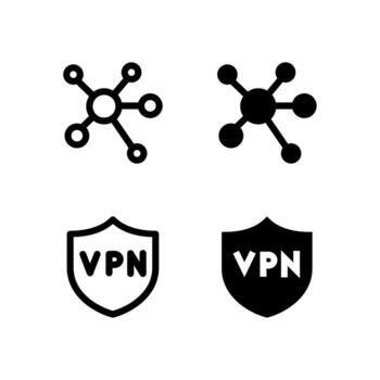 ui red y vpn línea y sólido íconos para herramientas y sistema vector