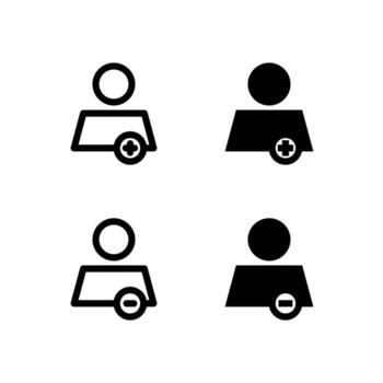 User Add and User Remove Line and Solid Icons for Control and Tools vector