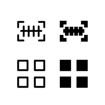 Modern Barcode and QR Code Icons Solid and Line for Dashboard and Interface vector