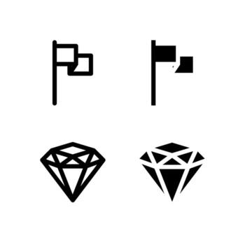UI Flag and Diamond Line and Solid Icons for Tools and System vector
