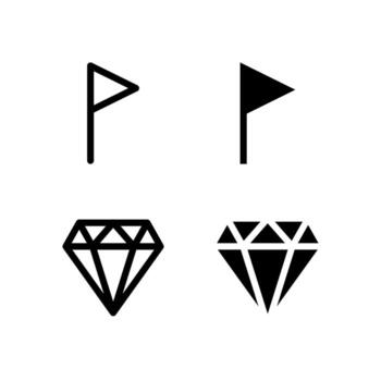 Flag and Diamond Line and Solid Icon Set for UI and App Design vector