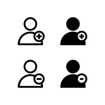 Modern User Add and User Remove Line and Solid Icon Set for UI and App Design vector