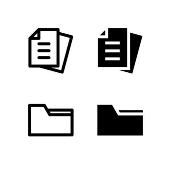 File and Folder Icons Solid and Line for Dashboard and Interface Projects vector