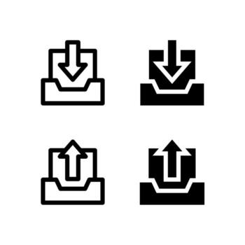 Smart Inbox and Outbox Icon Set in Solid and Outline Styles for UI vector