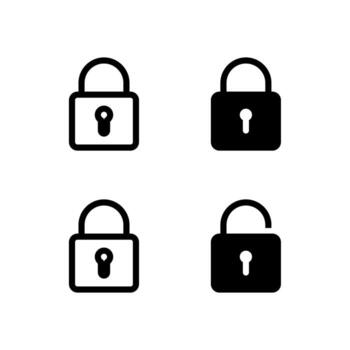 Lock and Unlock Line and Solid Icons for Control and Tools vector
