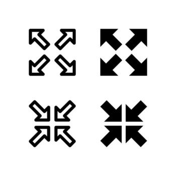 Modern Fullscreen and Exit Fullscreen Icons Solid and Line for Dashboard and Interface vector